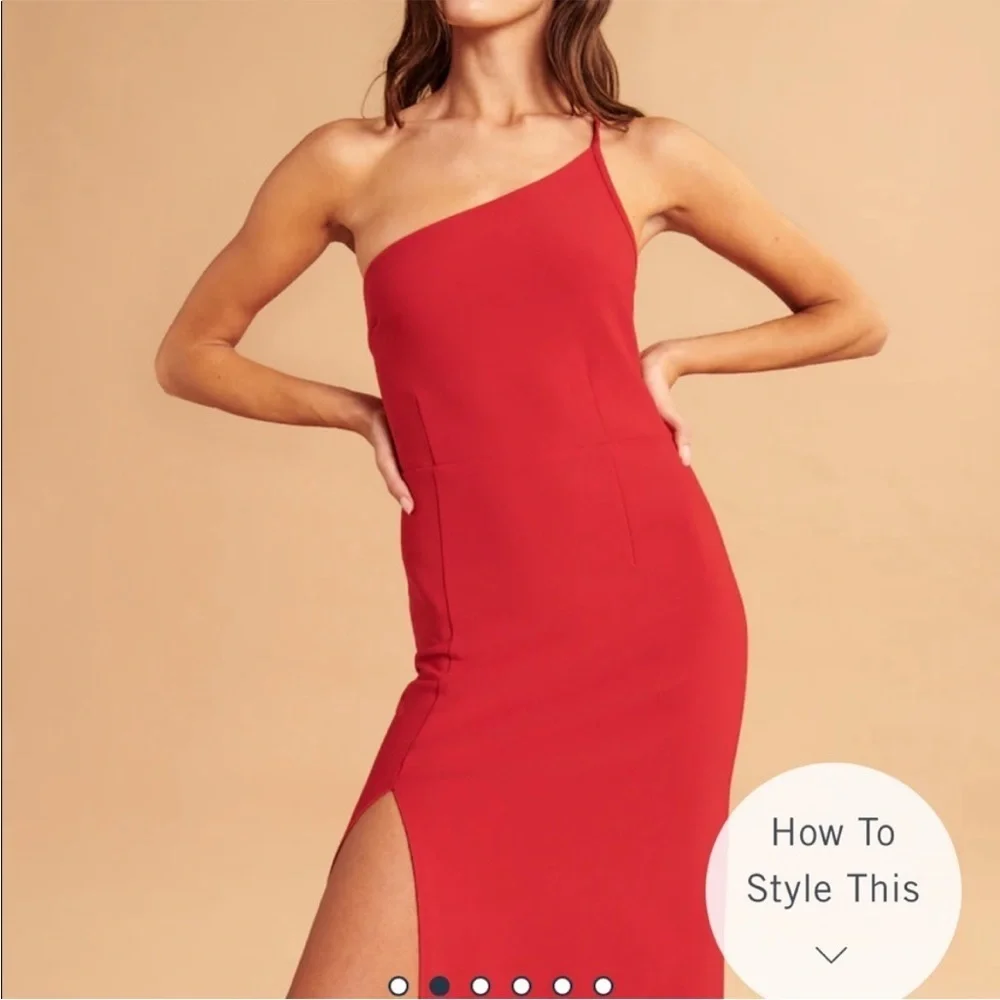 Abercrombie‎ Asymmetrical One-Shoulder Maxi Dress Red Size Small Wedding Guest